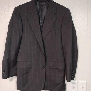 Vintage hickey freeman 38 R Suit Jacket Black Pinstripe Union Made  Wool